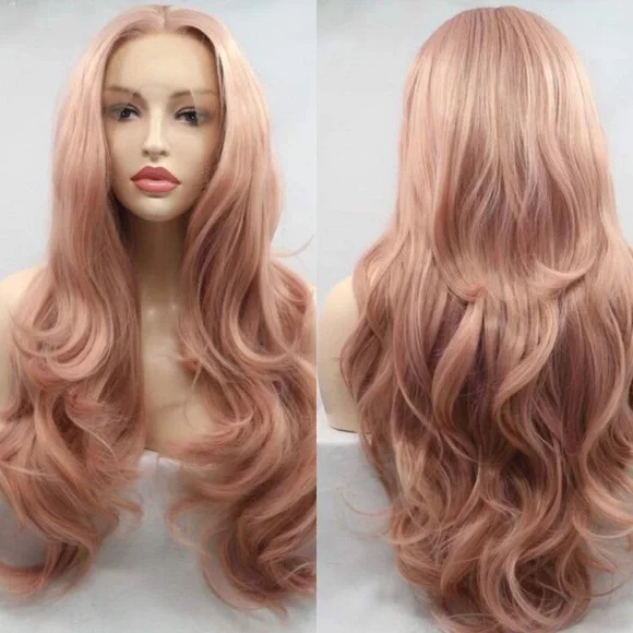 - ✨24” PINKROSE GOLD BODY WAVY LACE FRONT WIG💫 *NWT*